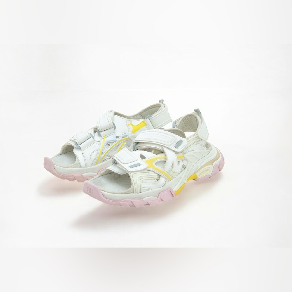 RARE Balenciaga White & Pink Track Sport Sandals US 10/ EU 40